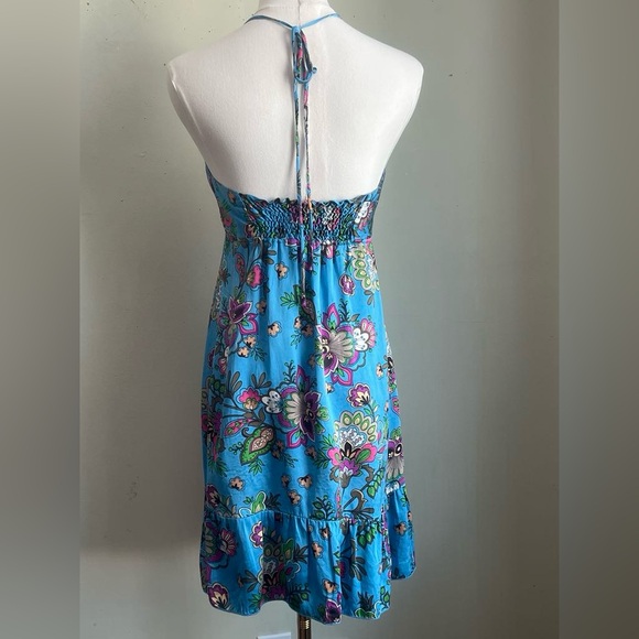 Blue Ruched Spaghetti Strap Sundress - Picture 3 of 5